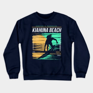 Retro Surfing Kiahuna Beach Kauai Hawaii // Vintage Surfer Beach // Surfer's Paradise Crewneck Sweatshirt